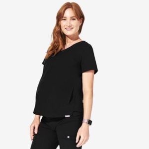 Figs Maternity Basa Scrub Top - Black (Size S)